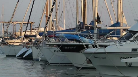 Yachts in harbour Stock Footage 7764705