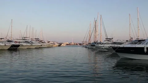 Yachts in harbour Stock Footage 7764741