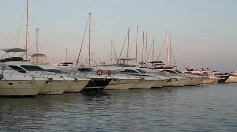 Yachts in harbour Stock Footage 7764831
