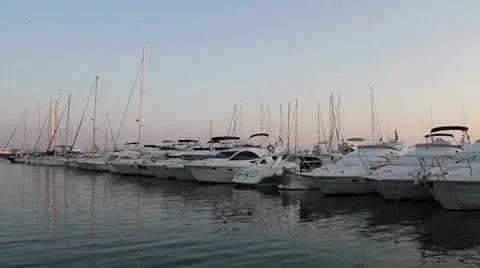 Yachts in harbour Stock Footage 7764833