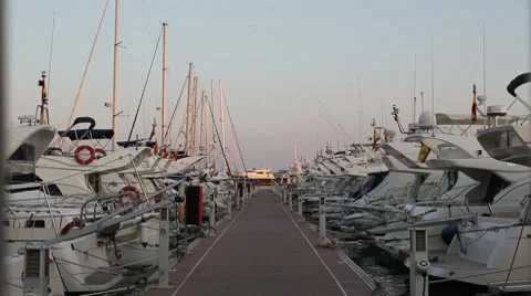 Yachts in harbour Stock Footage 7764834