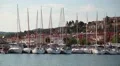 Yachts in harbour in Nea Skioni village, Greece HD Footage
