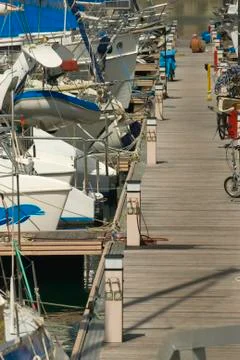 Yachts at jetty Stock Photos