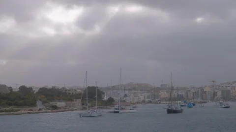 Yachts in a maltese harbor Stock Footage 65258926