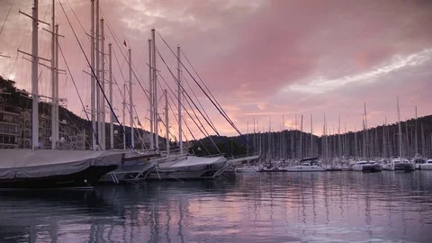 Yachts in marina Video stock 71130739