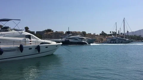 Yachts on the marina in Kos Stock Footage 96244682