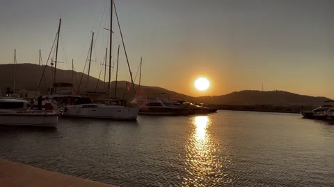 Yachts in the Marina at Night Stock Footage 341893047