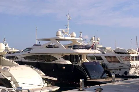 Yachts in monaco harbour Stock Photos