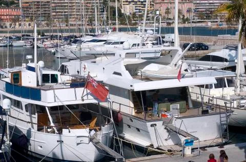 Yachts in monaco harbour Stock Photos