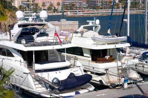 Yachts in monaco harbour Stock Photos