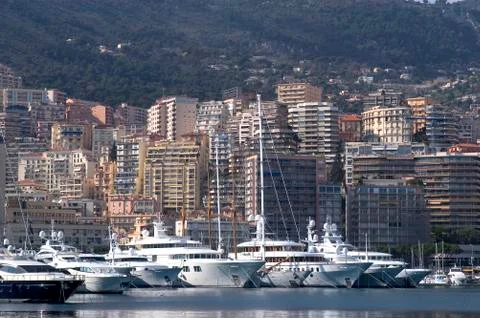 Yachts in monaco harbour Stock Photos