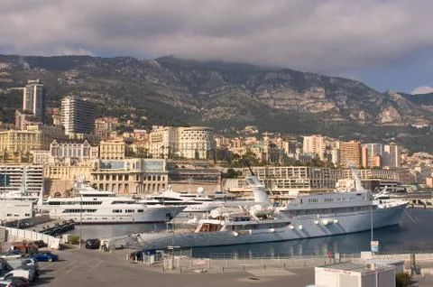 Yachts in monaco harbour Stock Photos