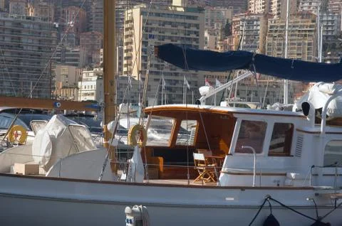 Yachts in monaco harbour Stock Photos