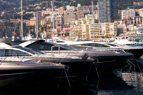 Yachts in monaco harbour Stock Photos