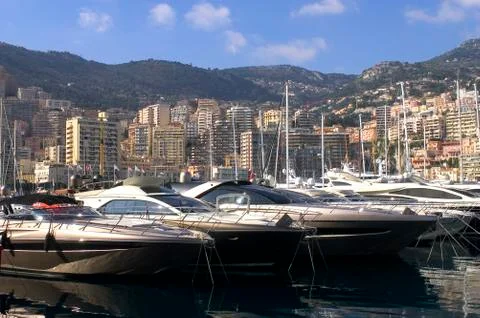 Yachts in monaco harbour Stock Photos