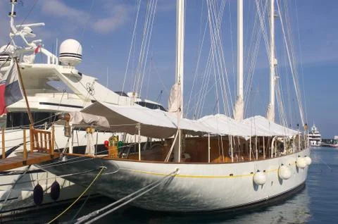 Yachts in monaco harbour Stock Photos