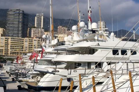 Yachts in monaco harbour Stock Photos