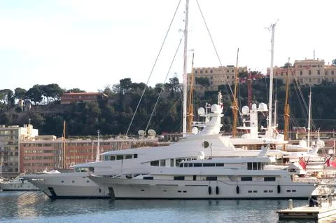 Yachts in monaco harbour Stock Photos