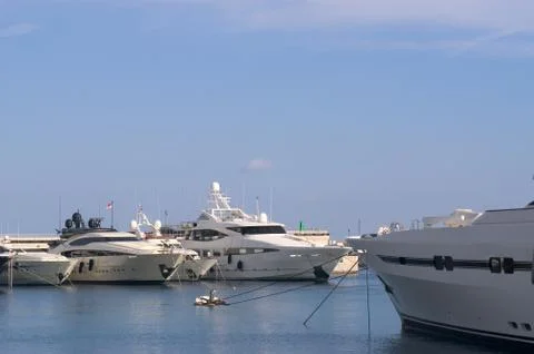 Yachts in monaco harbour Stock Photos