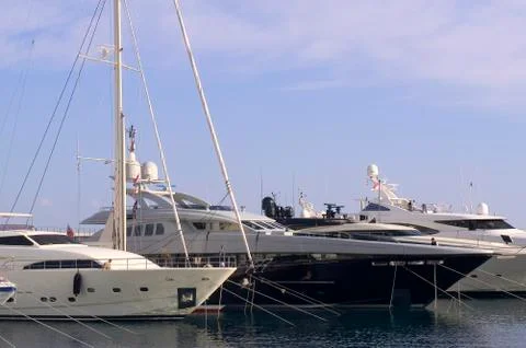 Yachts in monaco harbour Stock Photos