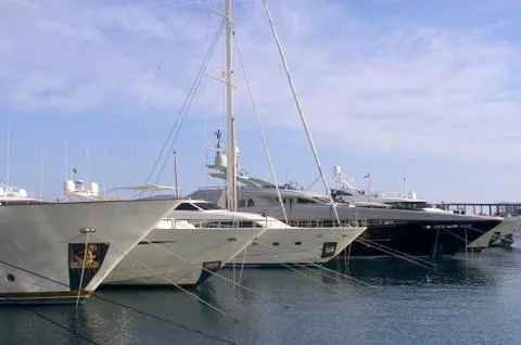 Yachts in monaco harbour Stock Photos