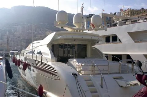 Yachts in monaco harbour Stock Photos