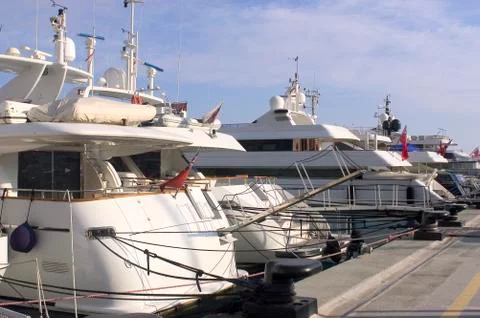 Yachts in monaco harbour Stock Photos