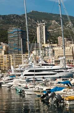 Yachts moored in monaco Stock Photos