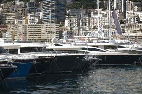 Yachts moored in Monaco Stock Photos