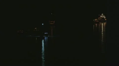 Yachts in the night Stock Footage 12574873