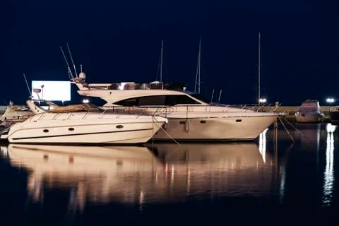 Yachts at night Stock-Fotos