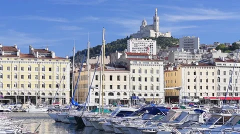 Yachts in the old port of Marseille Stock Footage 59367361