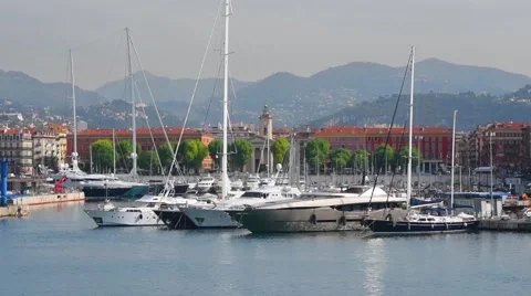 Yachts in the old port of Nice Video stock 59346670
