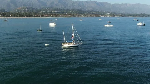 Yachts Pacific Ocean Drone Stock Footage 112032029