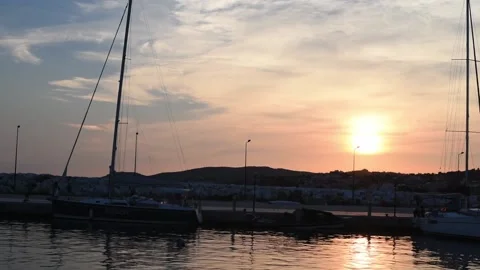 Yachts at port during sunset. Stock Footage 137673937