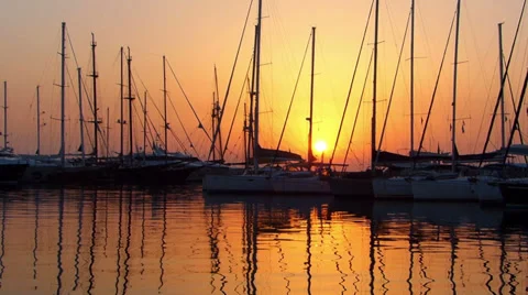 Yachts in the port Stock Footage 34547466