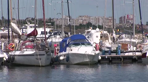 Yachts in port Stock Footage 41392918