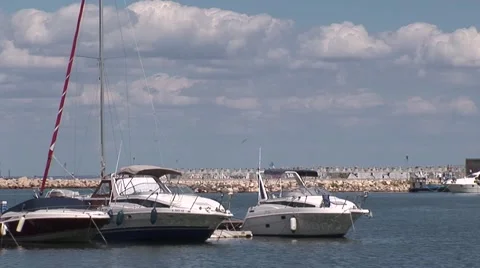 Yachts in the port Stock Footage 41392922