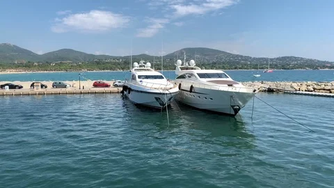 Yachts in the port of Grimaud Stock Footage 112441657