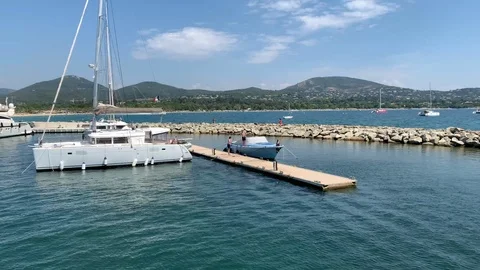 Yachts in the port of Grimaud Stock Footage 112443655