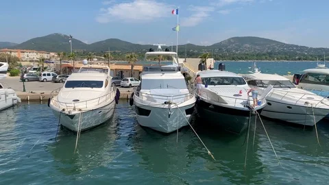 Yachts in the port of Grimaud Stock Footage 112497658