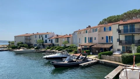 Yachts in the port of Grimaud Stock Footage 112498299