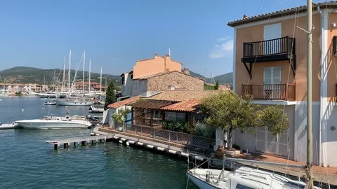 Yachts in the port of Grimaud Stock Footage 112596465