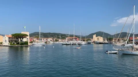 Yachts in the port of Grimaud Stock Footage 112603752