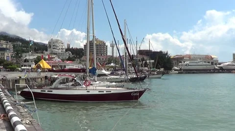 Yachts in port of Yalta Stock Footage 60210550