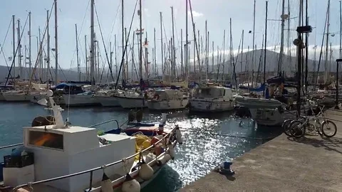 Yachts on the quay Stock Footage 69221299