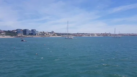Yachts on the roads in Cascais Stock Footage 108560946