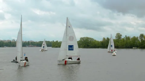 Yachts sailing in Dnipro river 스톡 동영상 62955826