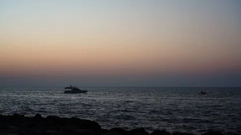 Yachts on the sea at sunset. Stock Footage 86311881