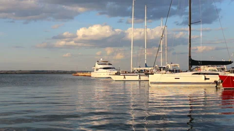 Yachts in the seaport Stock Footage 91424615